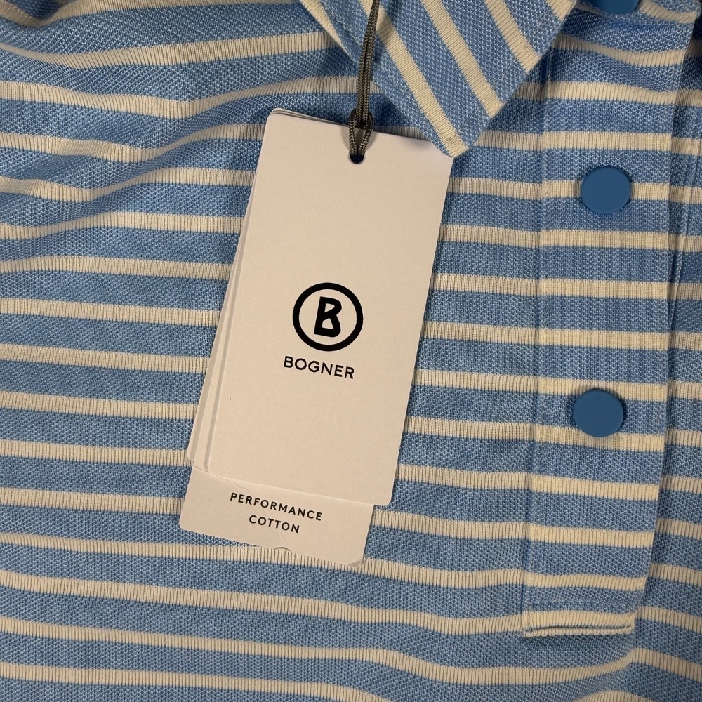 Bogner Women's Peony Blue White Striped Performance Cotton Polo Shirt XXL NWT - Picture 6 of 11
